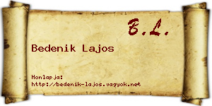 Bedenik Lajos névjegykártya